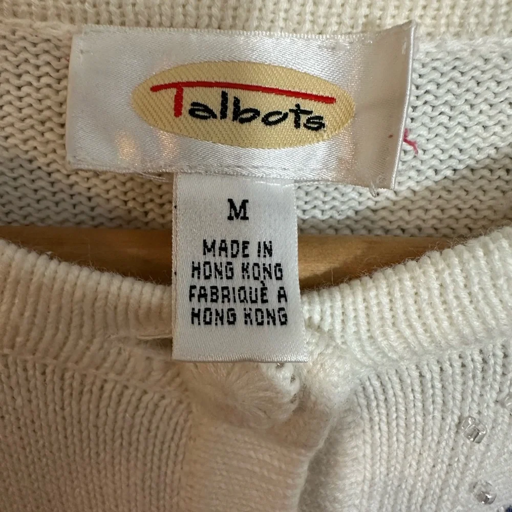 Vintage 90’s Talbots Colorful Fish Cardigan Knit Sweater Size Medium - Picture 5 of 11